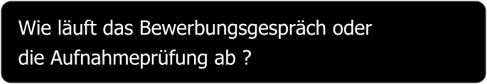 Wie läuft das Bewerbungsgespräch oder die Aufnahmeprüfung ab ?
